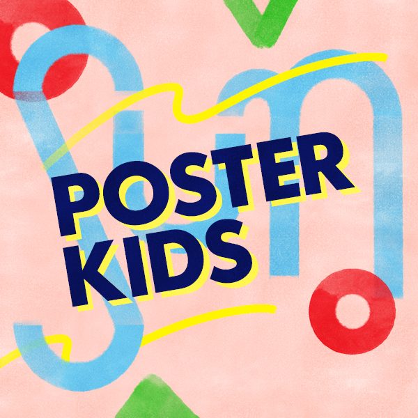 An illustration with various pastel-colored geometric shapes. Text reads