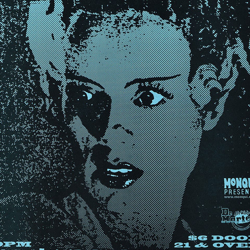 A poster image depiction of the bride of Frankenstein on a band poster